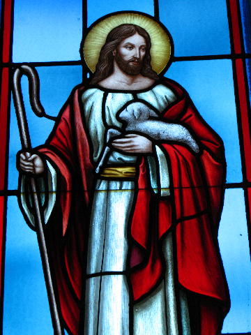 Jesus stain glass window up close    SEPT.  2008 013